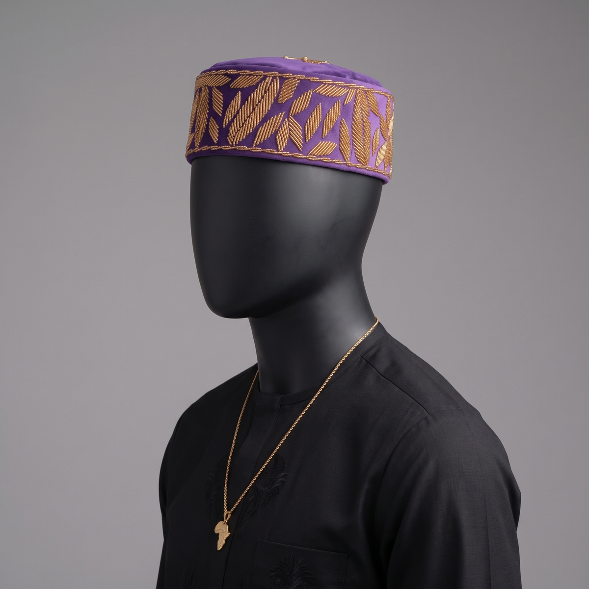 Royal Purple Velvet Beaded Cap