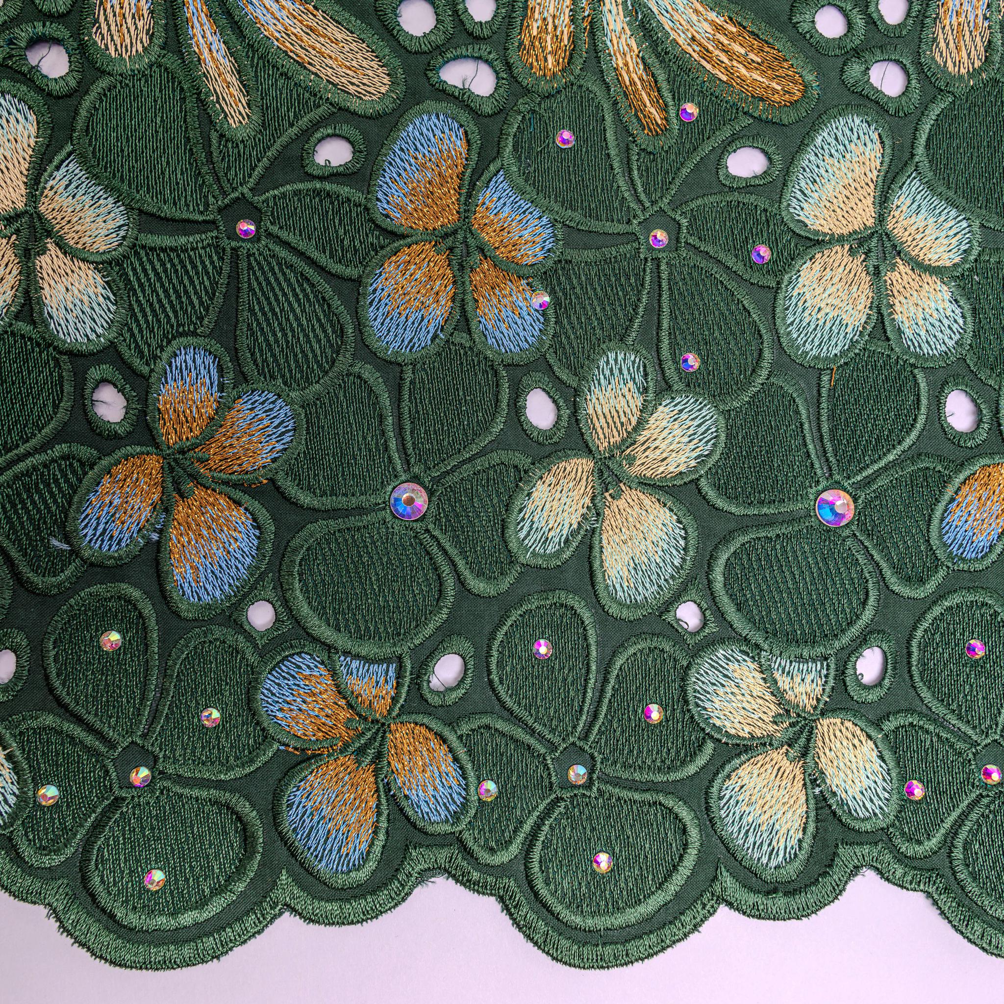 Green, Gold & Silver Cotton Lace