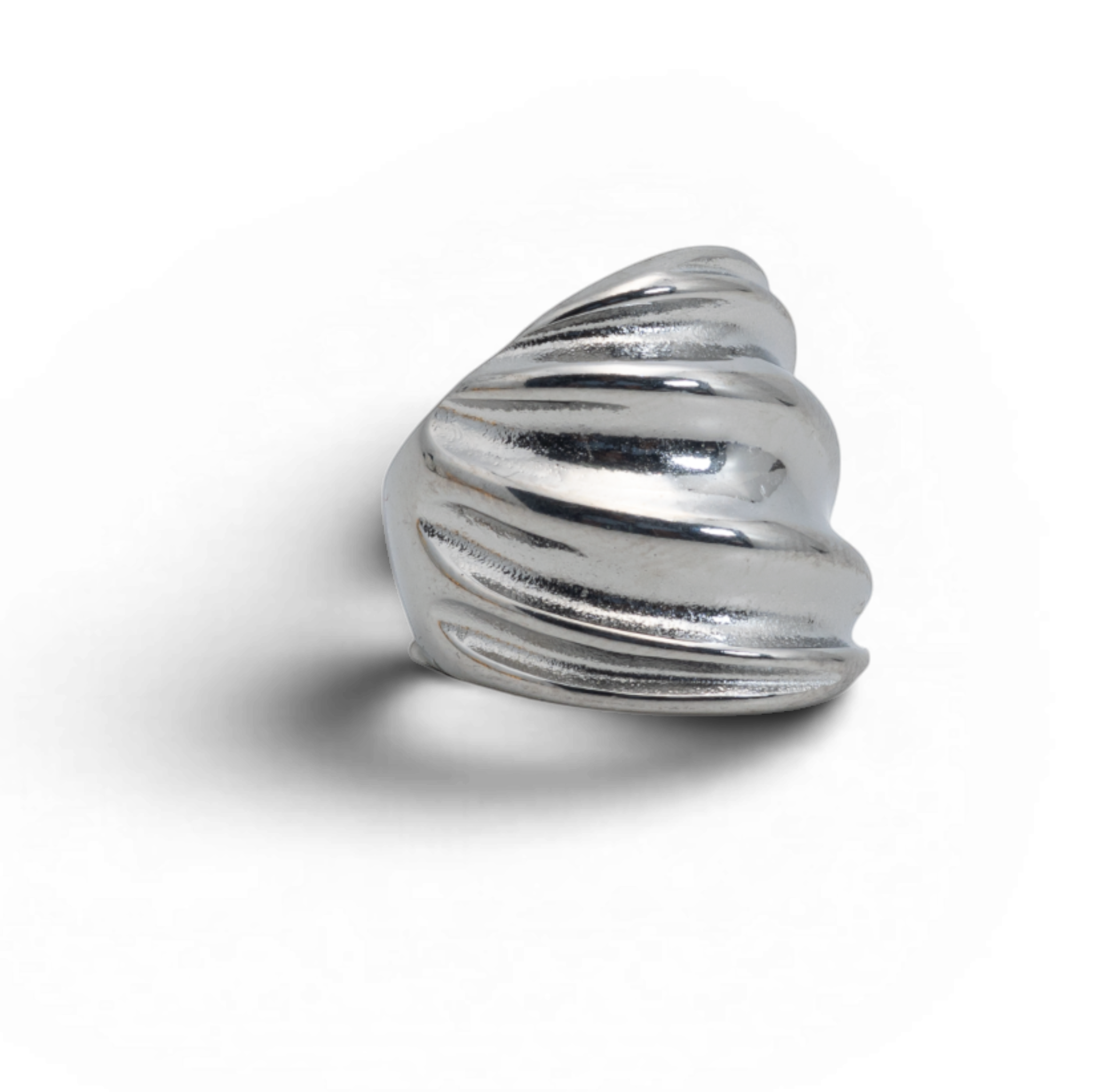 Sculptural Silver-Tone Swirl Dome Ring