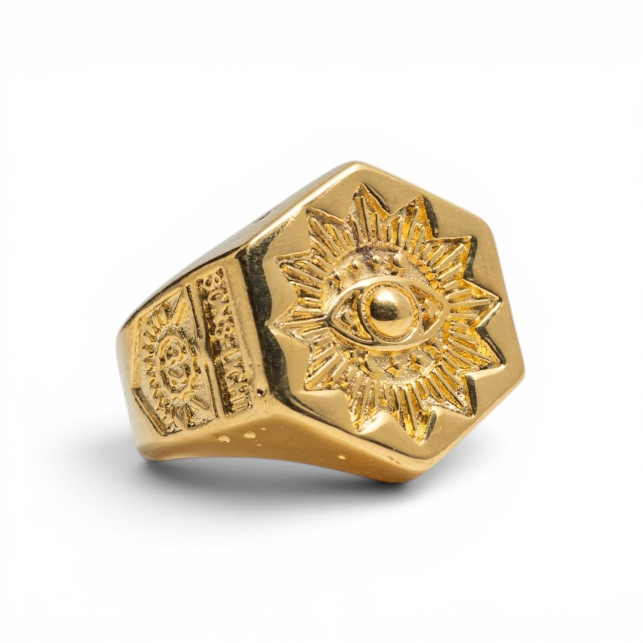 Gold-Plated All-Seeing Eye Signet Ring