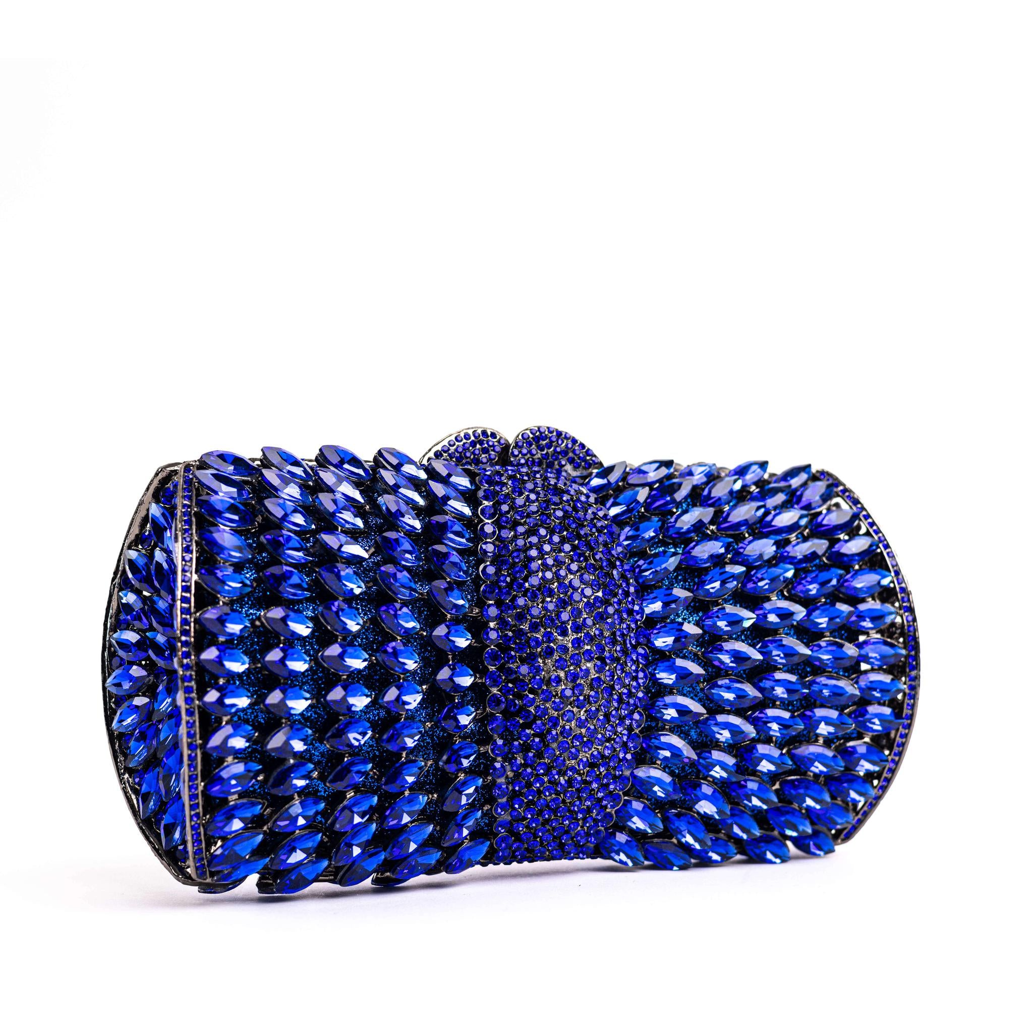 Royal-Blue Rhinestone Clutch Purse