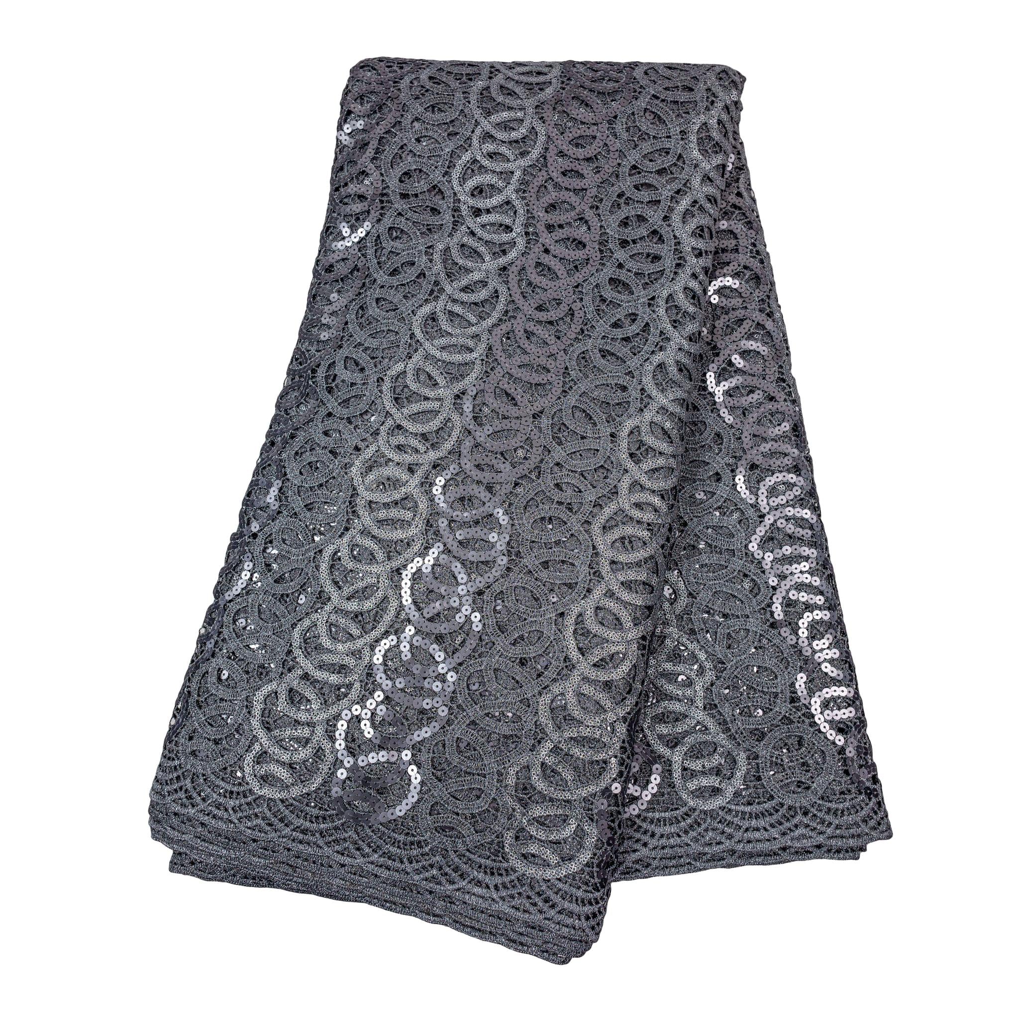 Grey Oval Layered Cord Lace