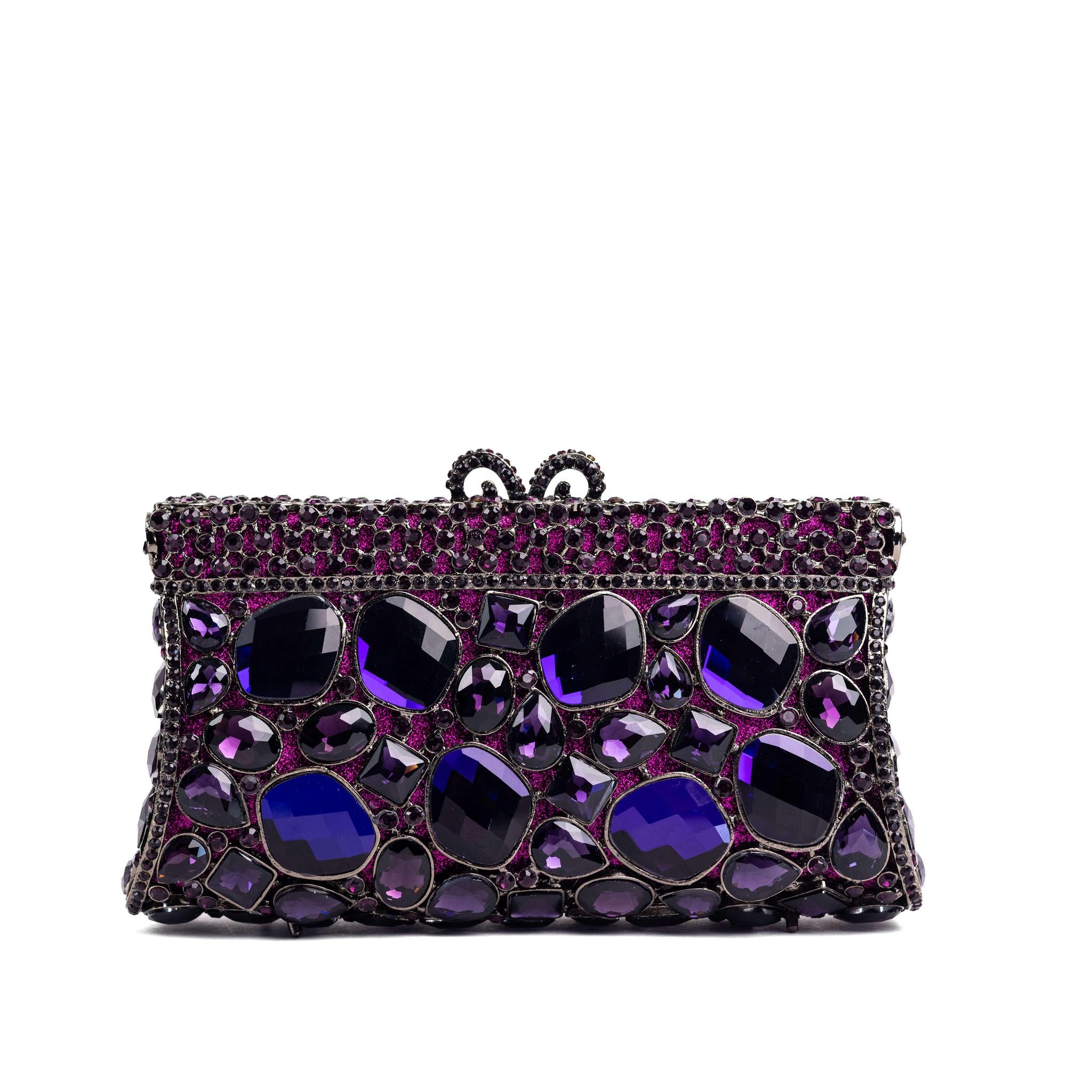 Purple Luminous Fusion Rhinestone Clutch Purse