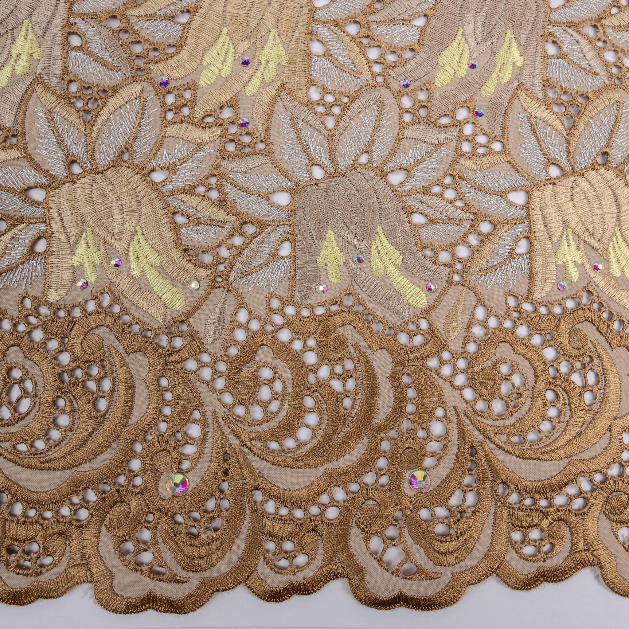 Brown & Gold Cotton Lace