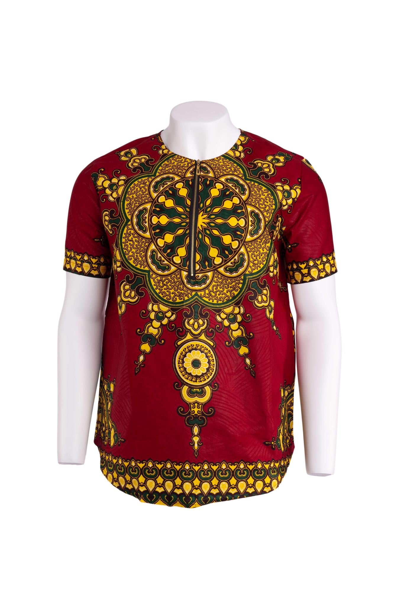 Red & Yellow Dashiki Men's Top