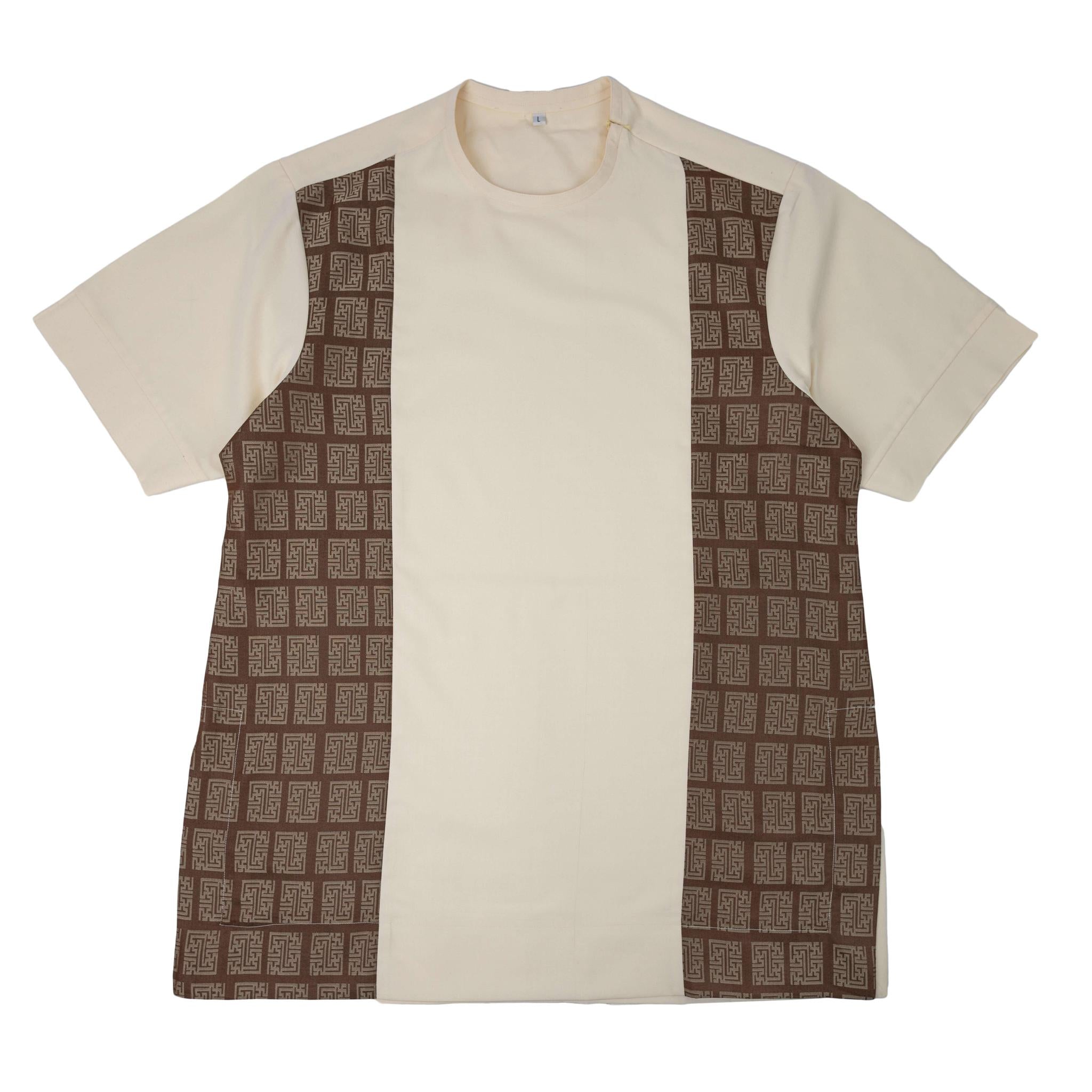 Regal Cream & Gold Damask Short Sleeve Senator Suit