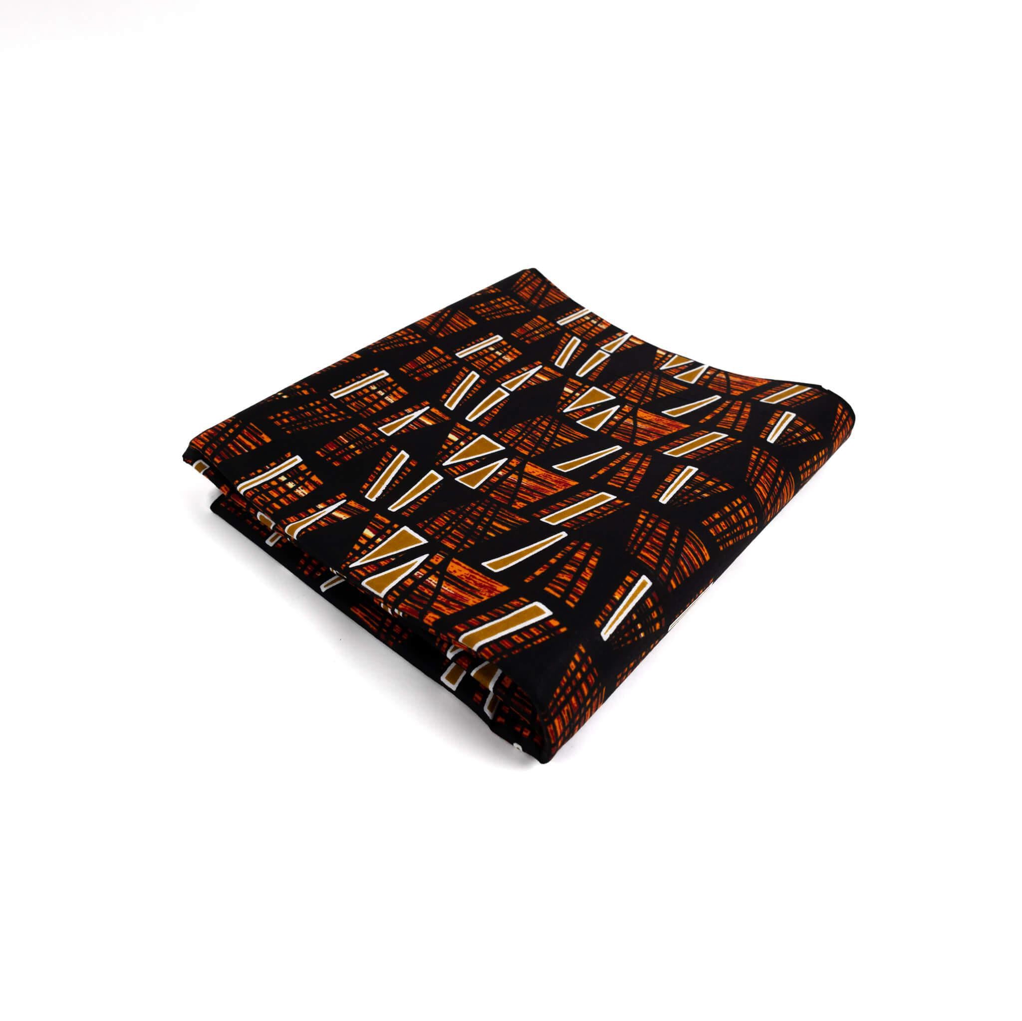 Black, Rust & Gold Geometric African Wax Print (Ankara) – 6 Yards