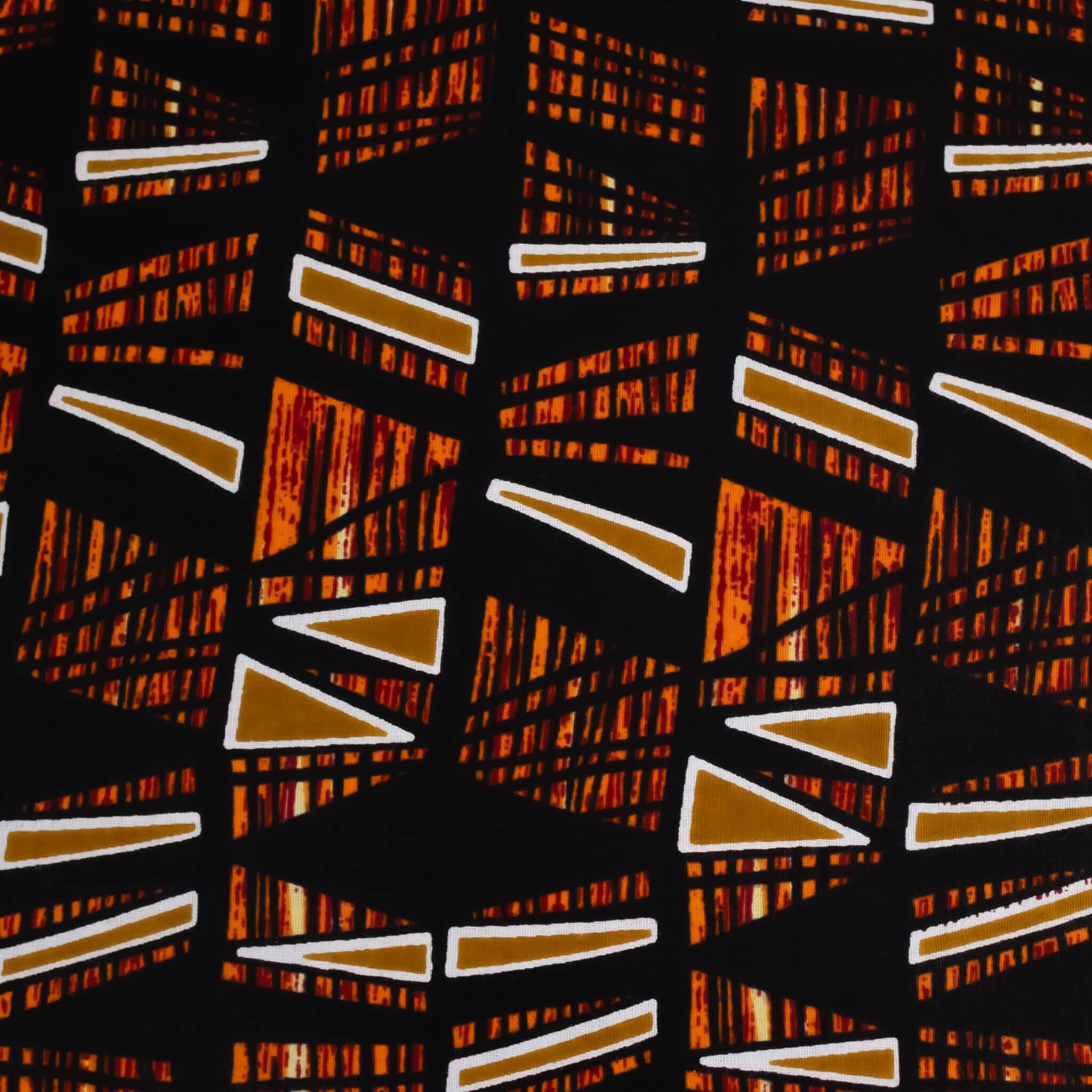 Black, Rust & Gold Geometric African Wax Print (Ankara) – 6 Yards