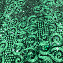 Green Swarovski Stoned Net Fabric