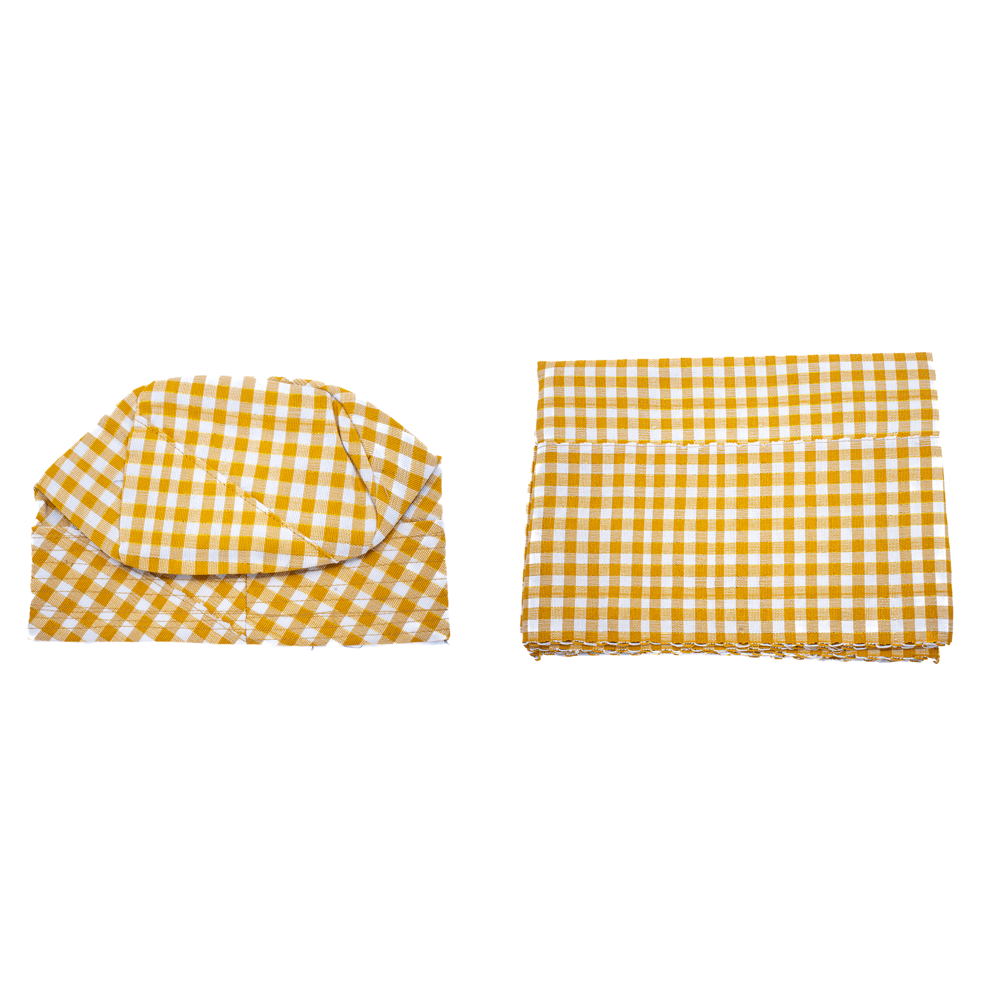 Yellow & White Check Aso-Oke Cap