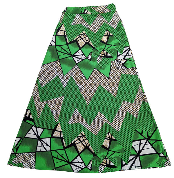 Green & White Long Skirt