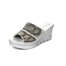 Silver Wedge Sandal Slippers