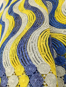 Blue, Silver & Yellow Cord Cotton Lace
