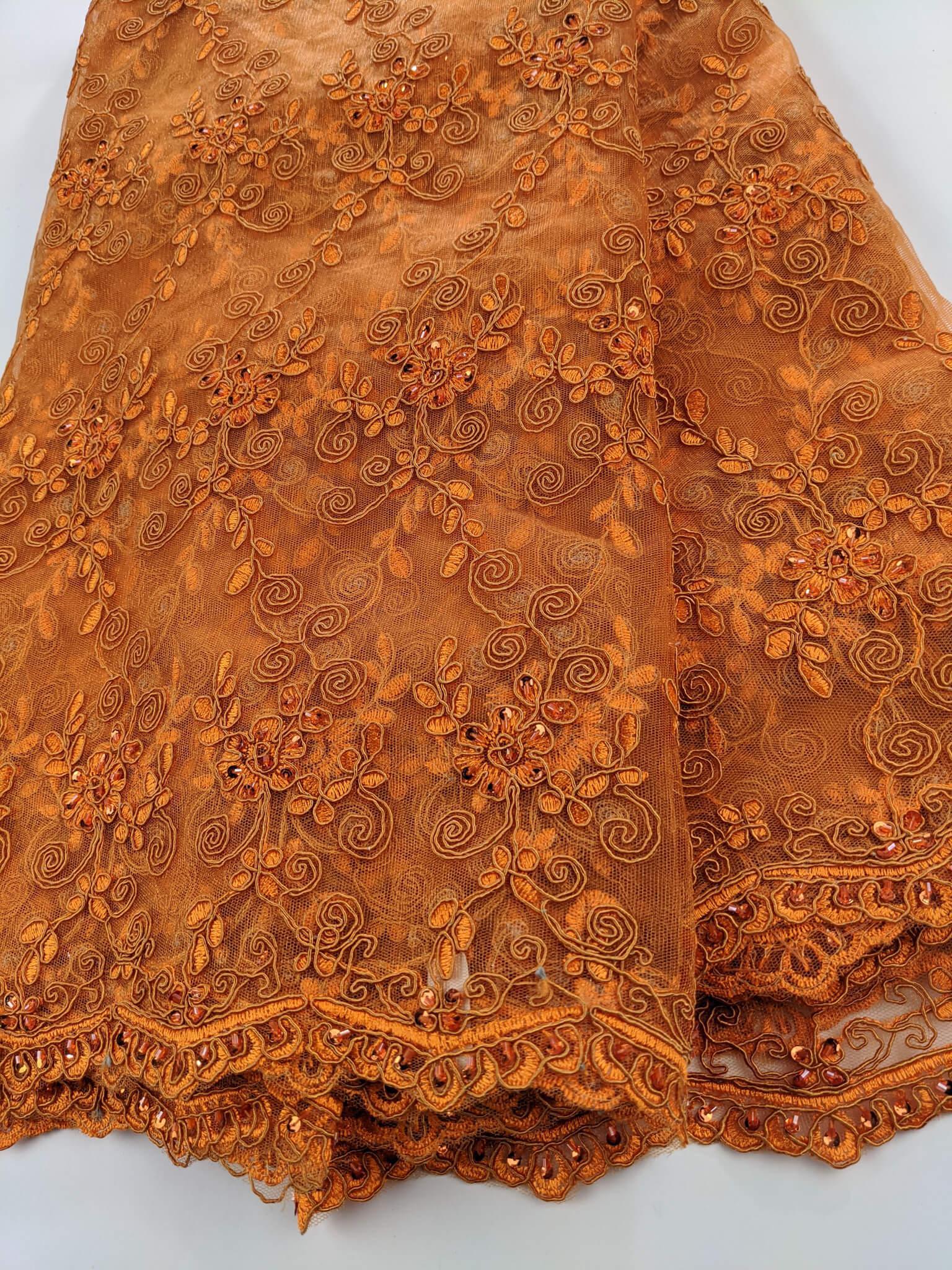 Orange French Net Lace