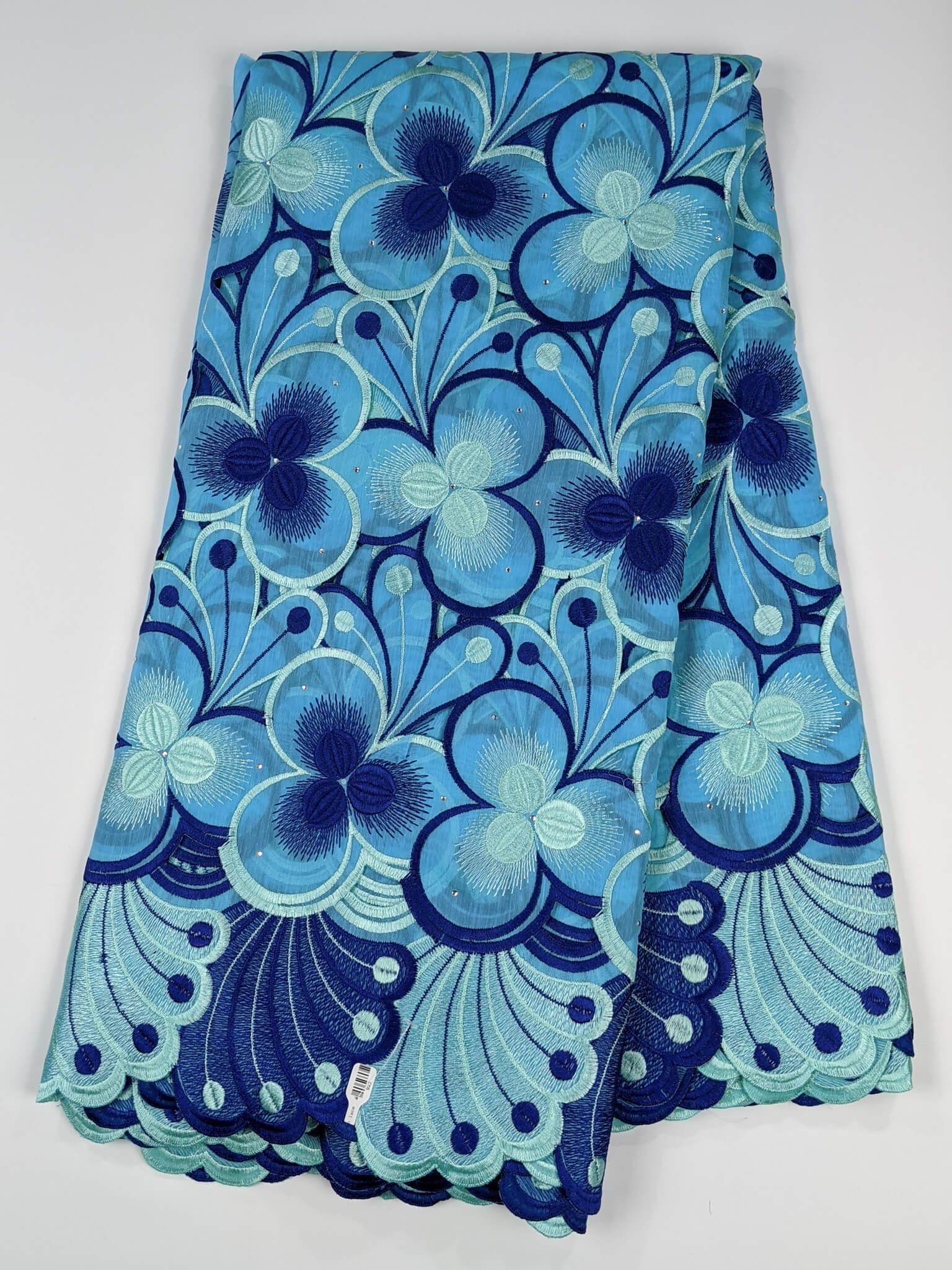 Blue Embroidery Cotton Lace