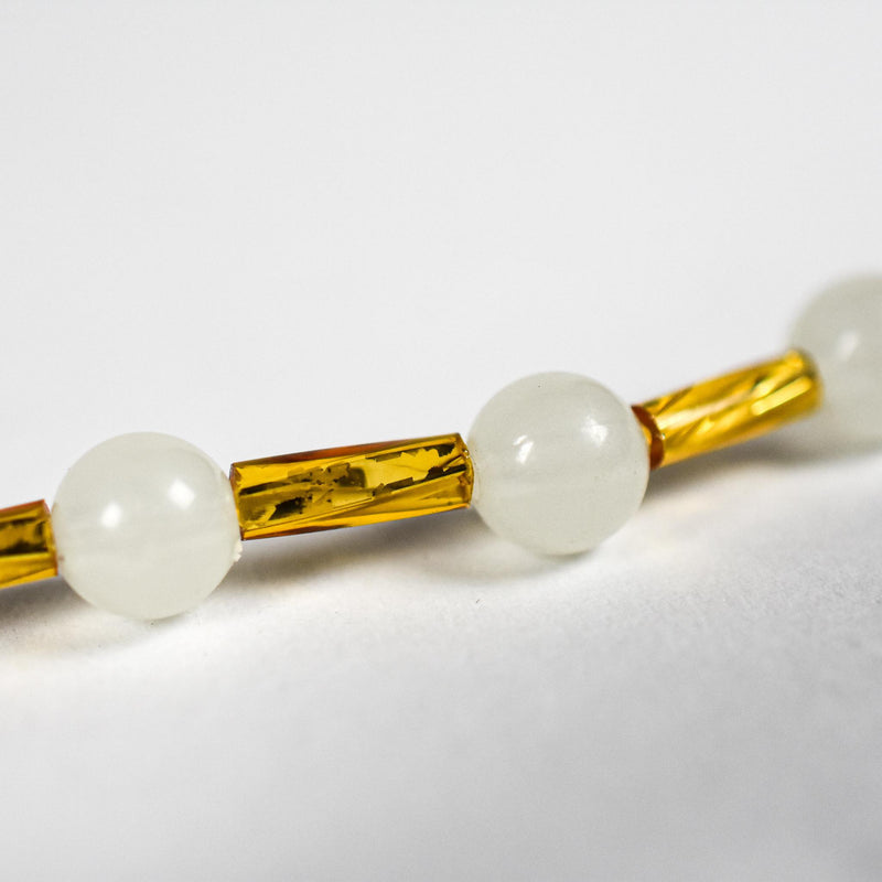 White & Gold Elastic Waist Beads
