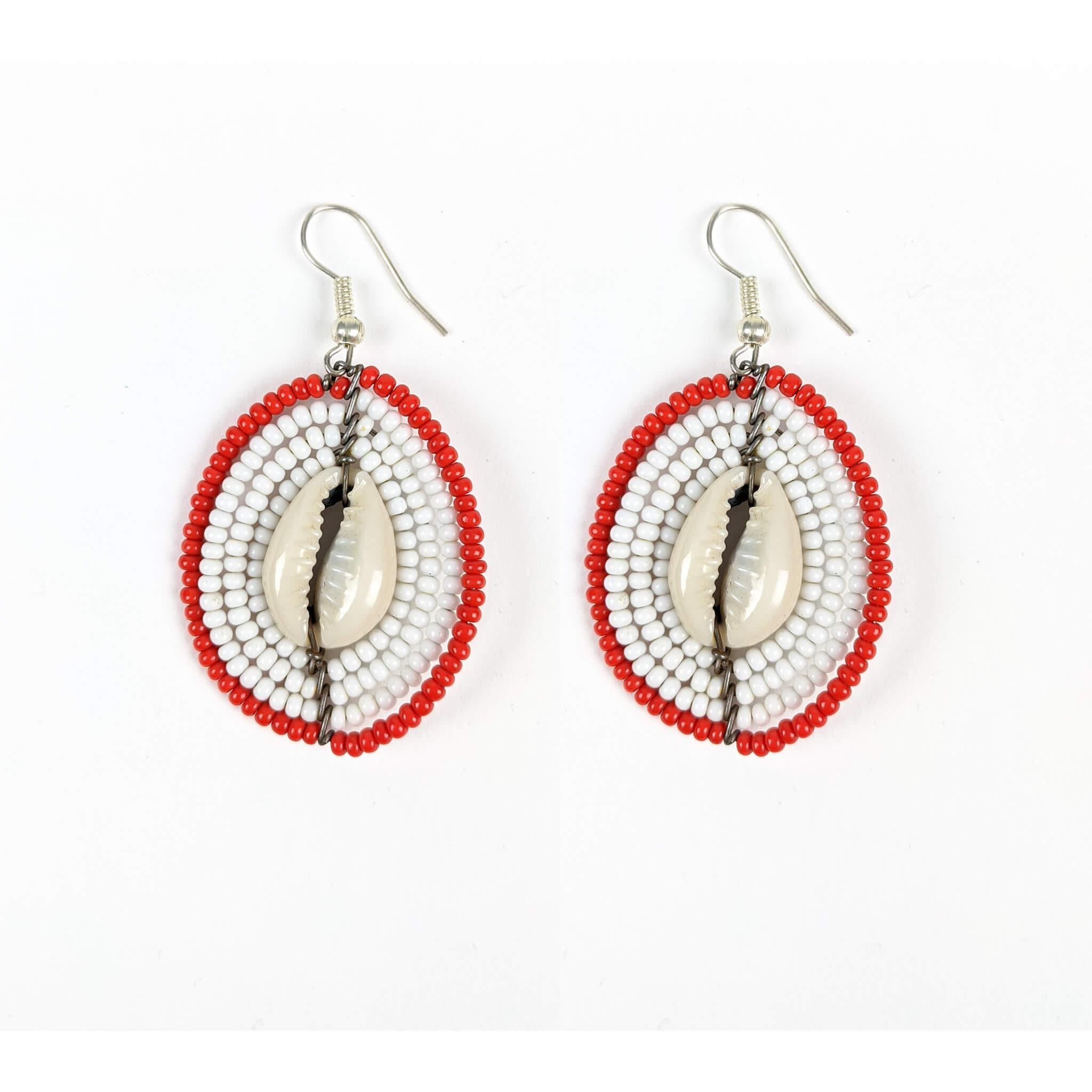 Maasai Beaded Earrings w/Cowrie Shell