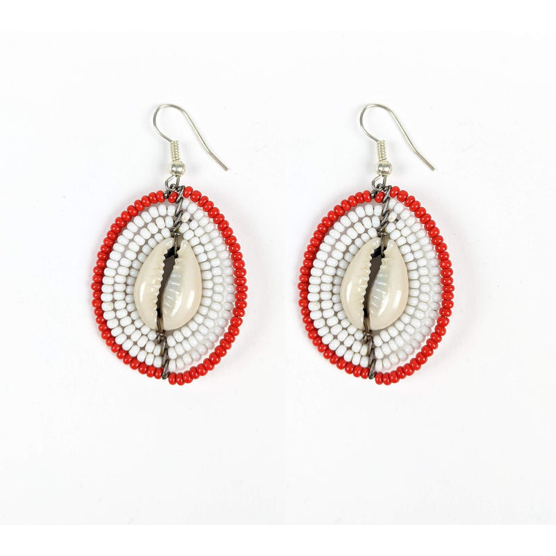 Maasai Beaded Earrings w/Cowrie Shell