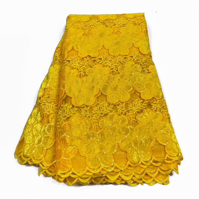 Yellow Velvet Net Lace