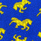Blue & Yellow Horse Print Long Skirt