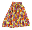 Handmade Orange Multi Ankara Print Midi Skirt