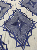 Blue & Grey Swiss Voile Lace