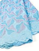 Blue & Baby Pink Cotton Lace
