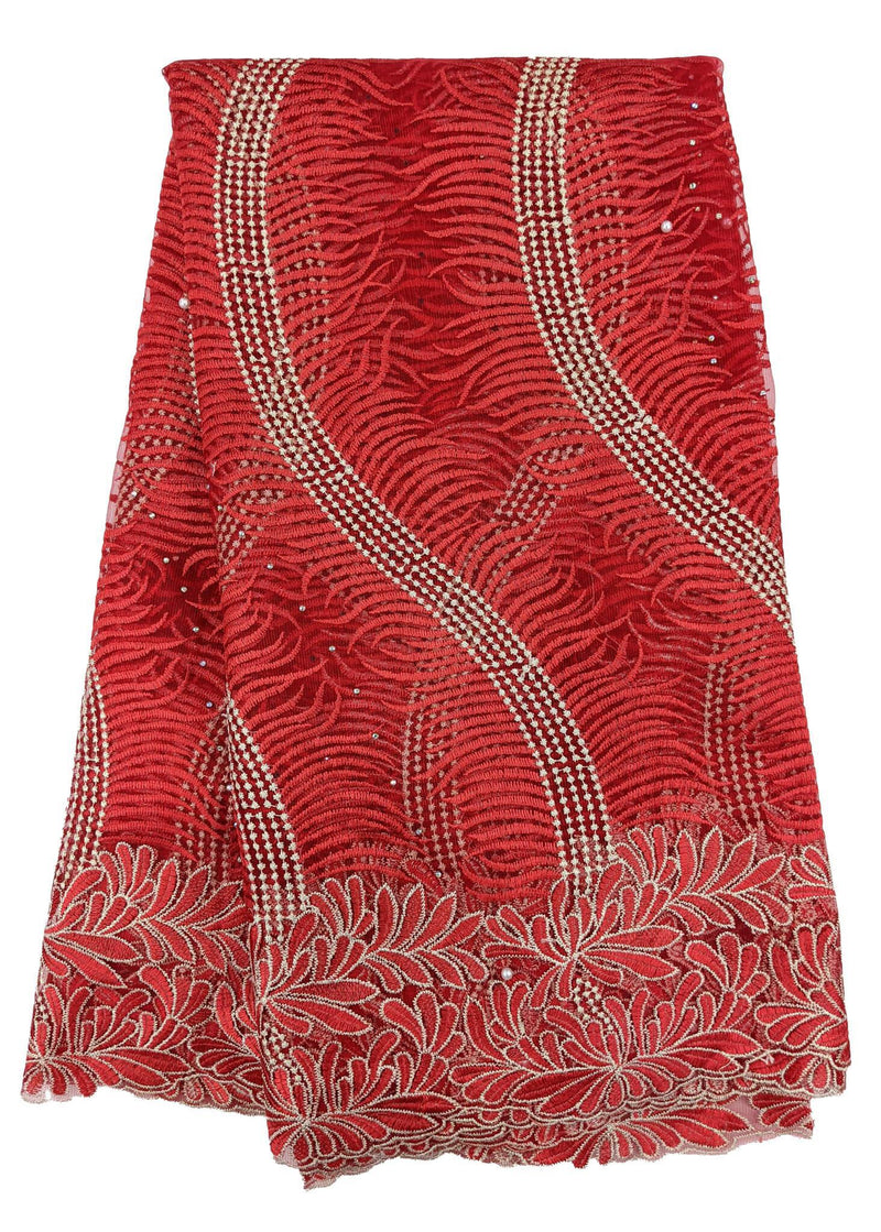 Red & Silver Cotton Lace