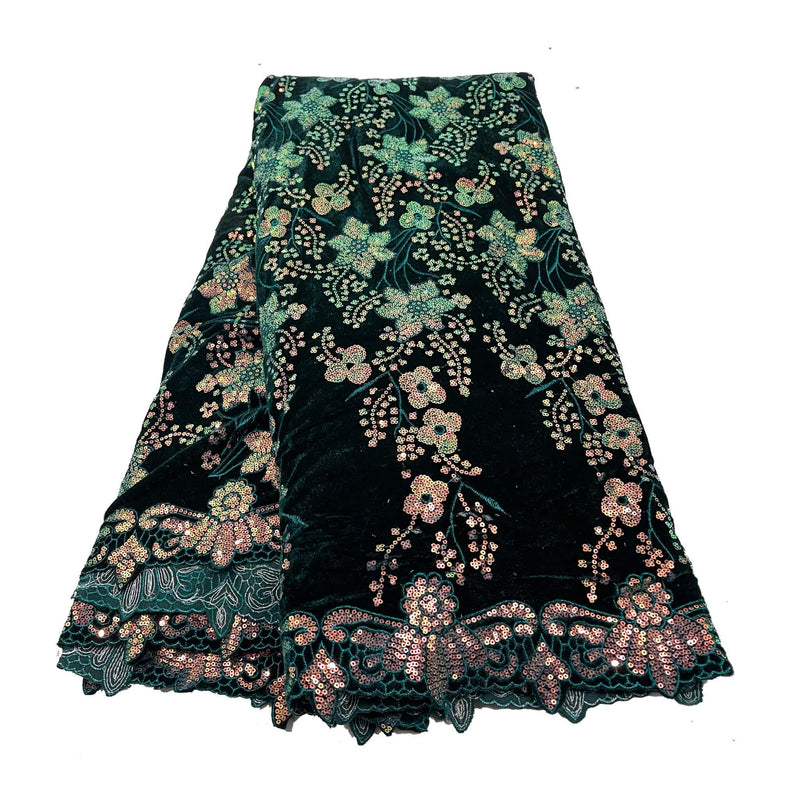 Green Velvet Sequence Lace