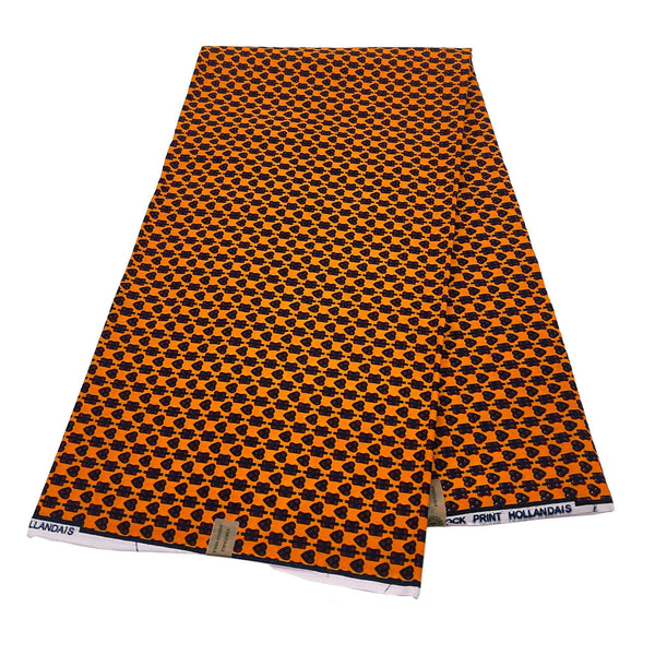Orange Block Wax Print Fabric - 6 Yards