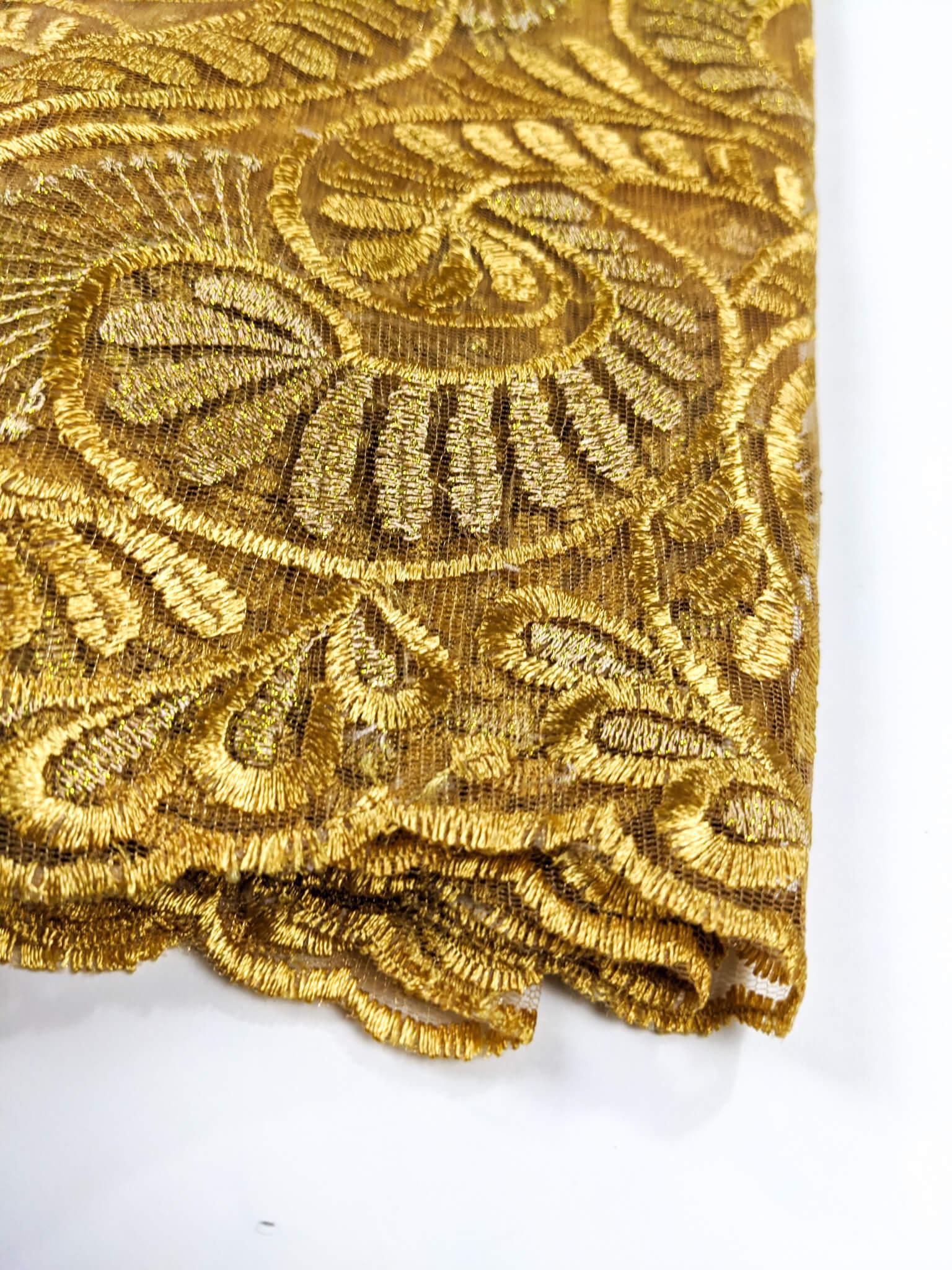 Gold Flowery French  Lace