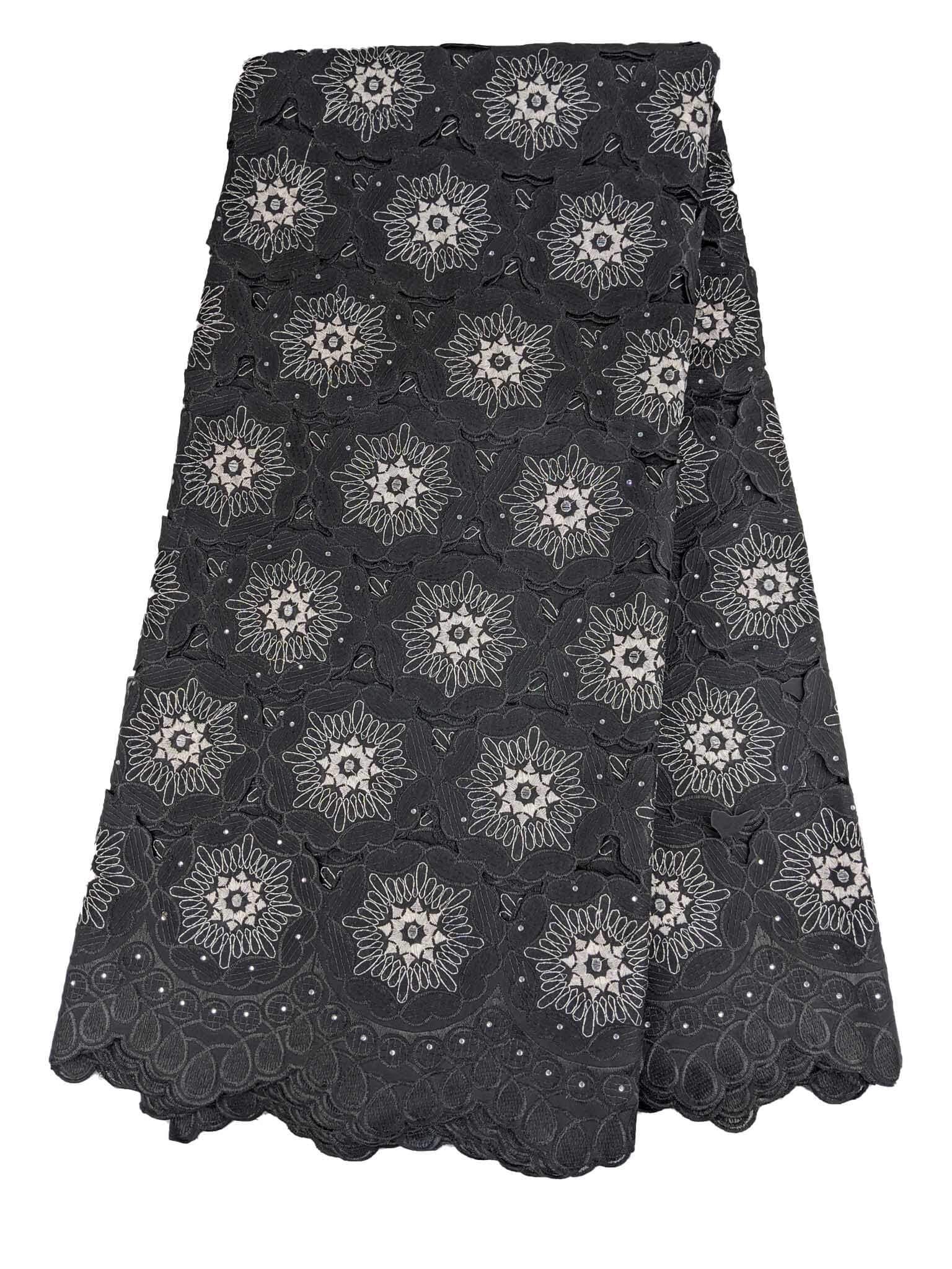 Black & Silver Handcut Cotton Lace
