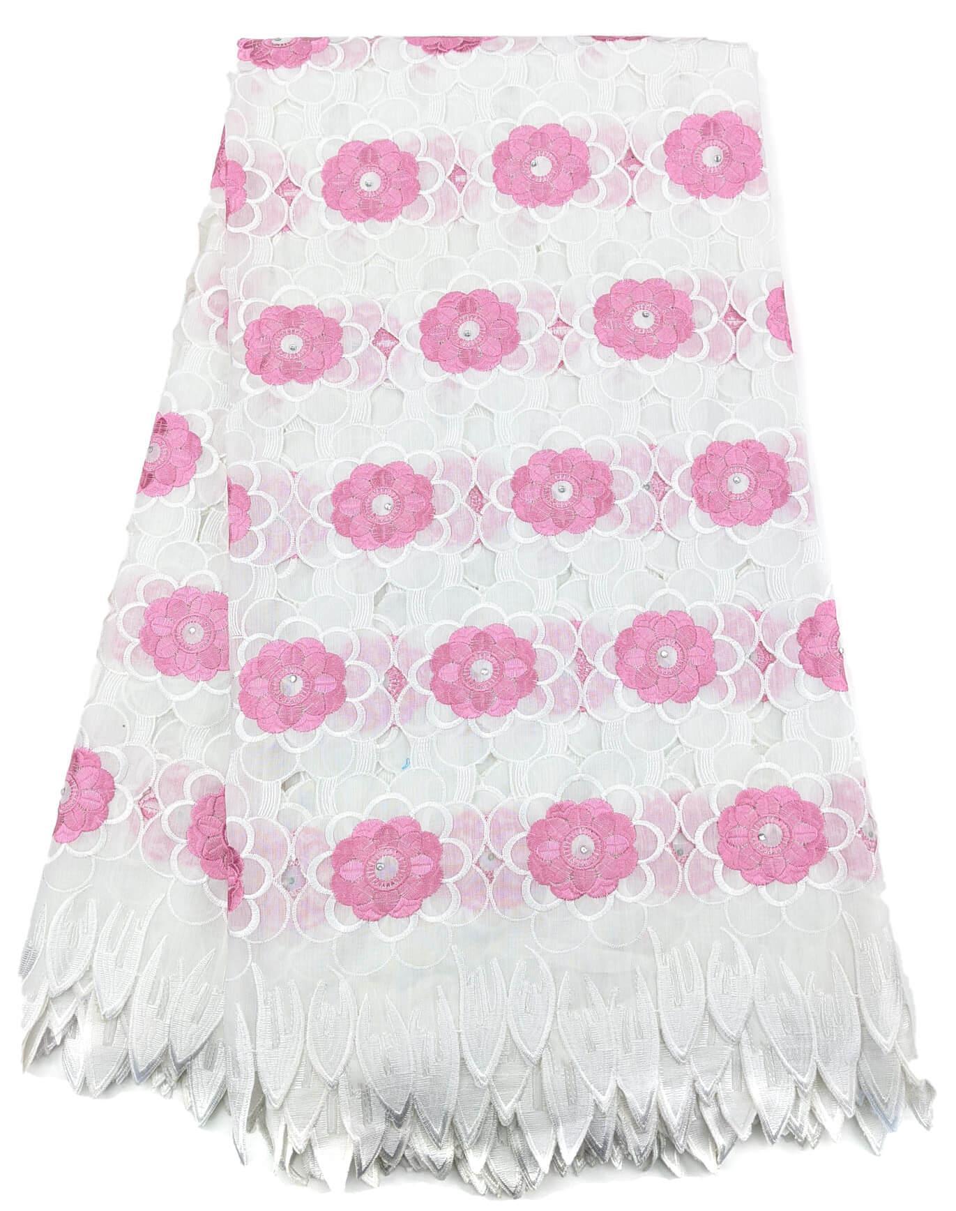 Pink & White Handcut Cotton  Lace