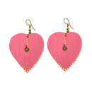 Pink Heart Shaped Wooden Earrings