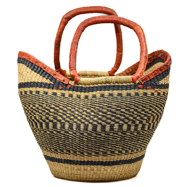 Assorted Woven & Leather Bound Basket Large
