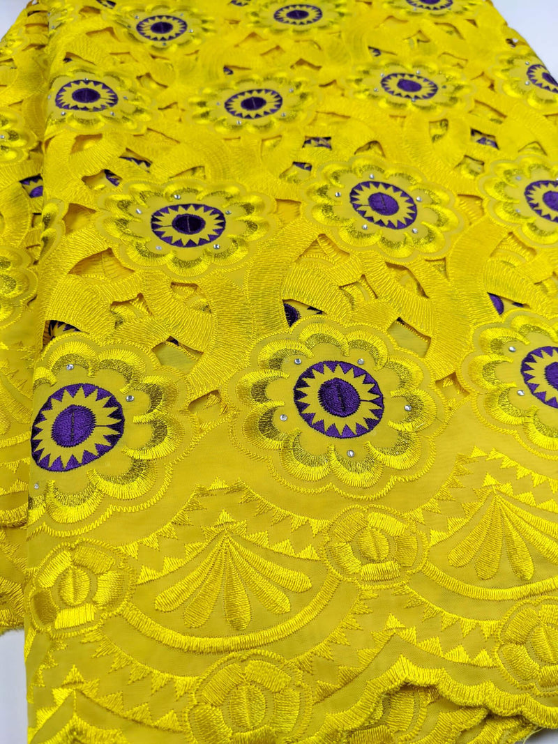 Yellow & Purple Handcut Cotton Lace