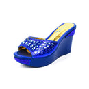 Blue Wedge Sandal Slippers