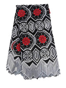 Black, Red & Silver Cotton Lace