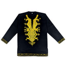 Men's Black & Gold Embroidery Long Sleeve Top