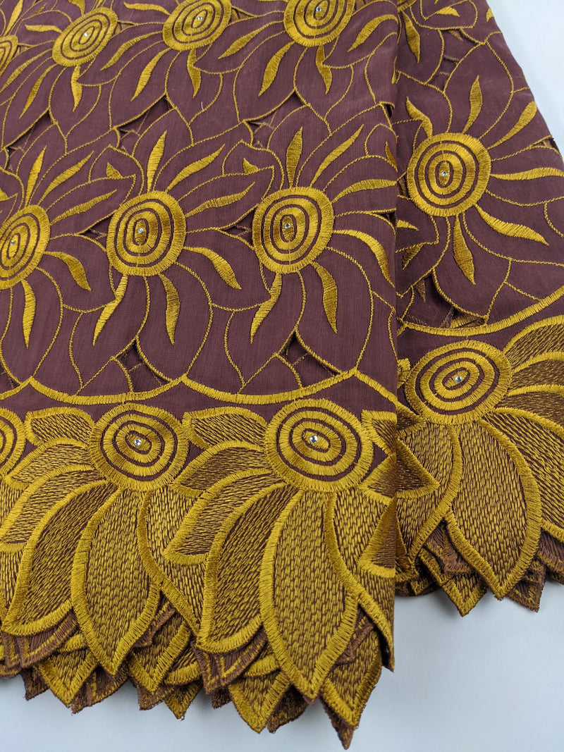 Brown & Gold Handcut Cotton Lace
