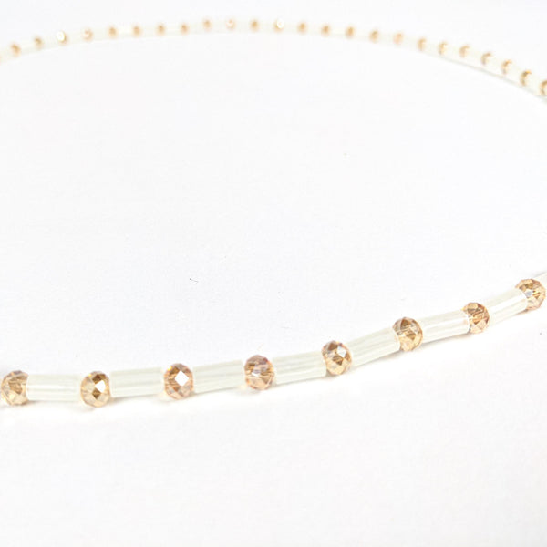 Creme & Gold Elastic Waist Beads
