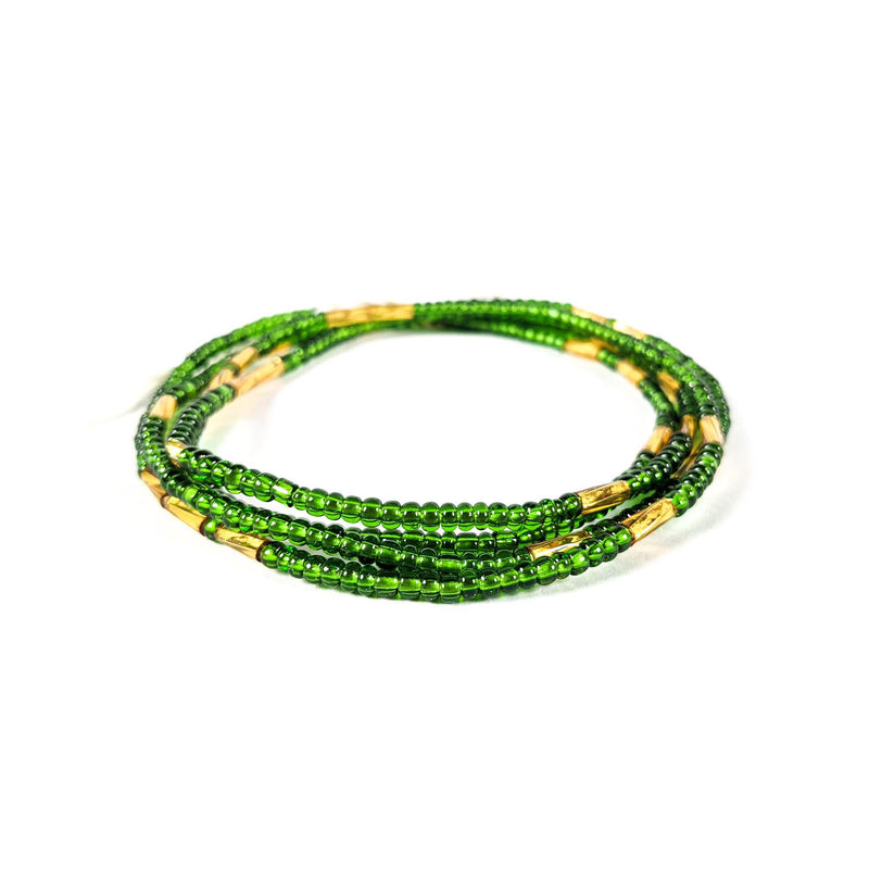 Green & Gold String Tie Waist Beads