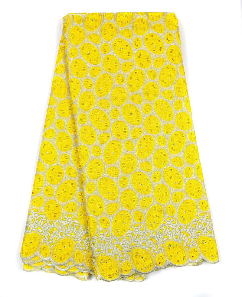 Yellow & Silver Cotton Lace