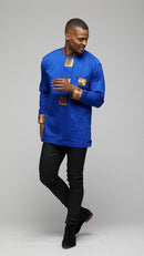 African Long Sleeve w/Ankara Patches