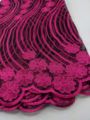 Pink & Black French Net Lace