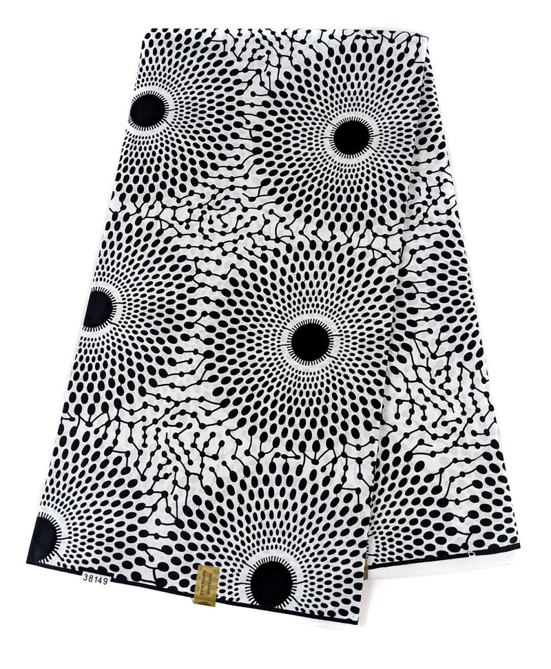Circular White and Black African Wax Fabric