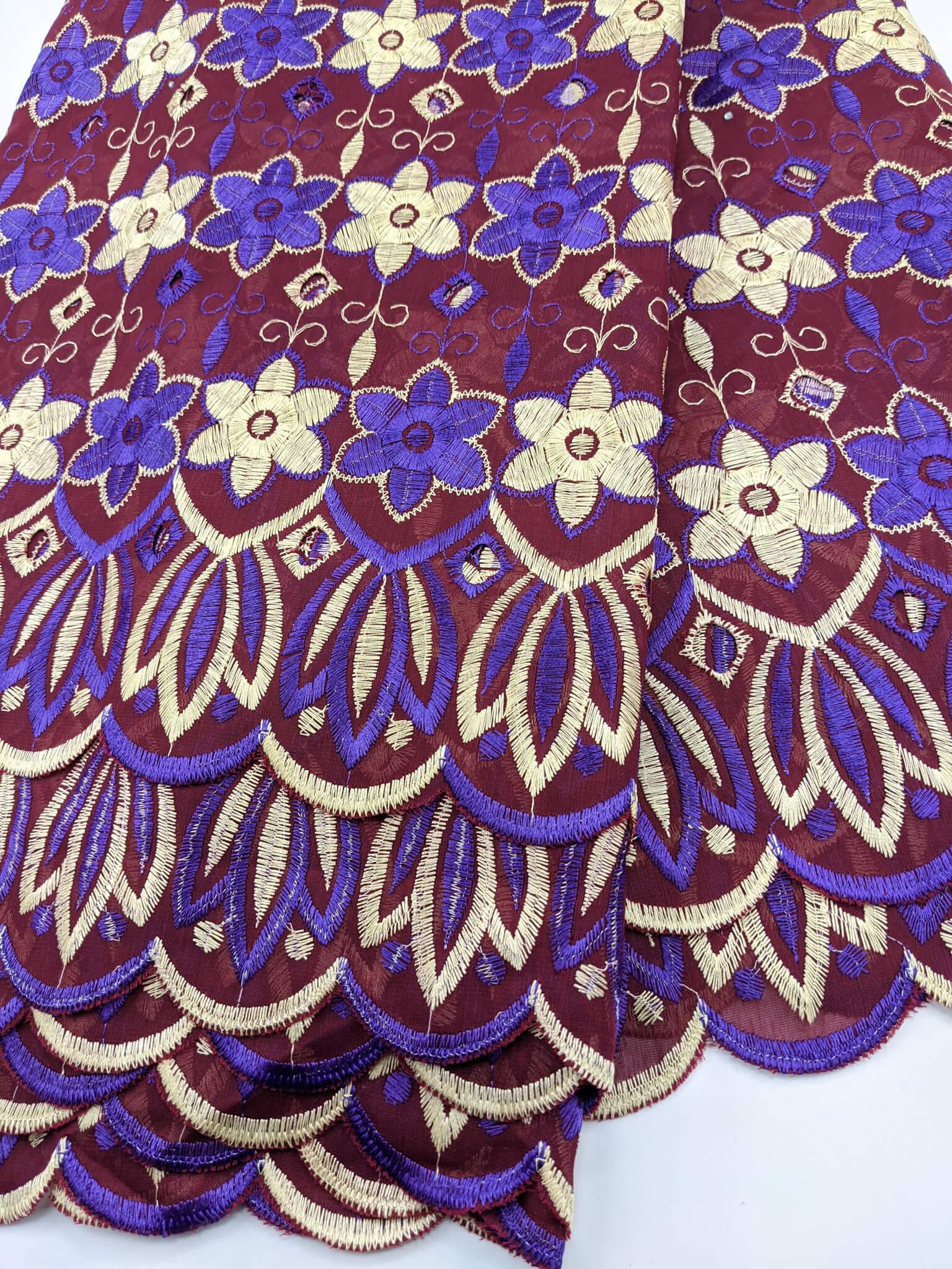 Purple, Gold & Brown Cotton Lace