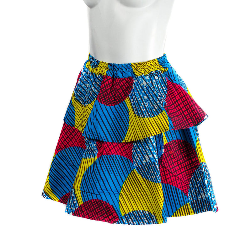 Blue & Pink Ankara Wax Skirt
