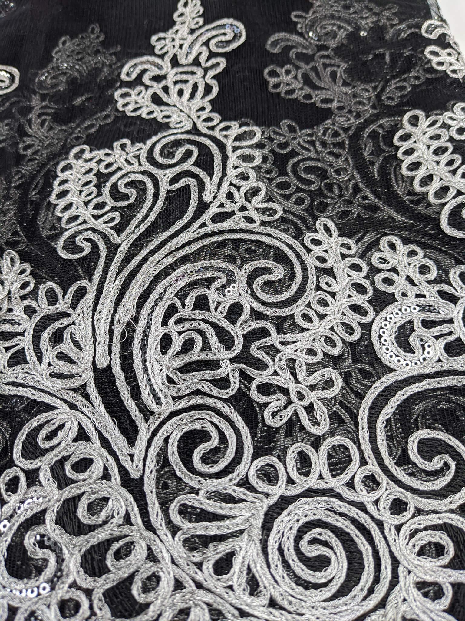 Black & Silver Net Lace