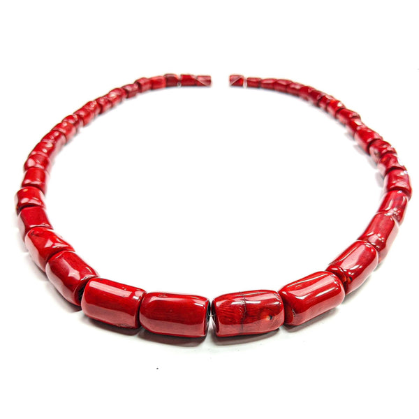 Thick Red African Necklace Polished Coral Beads
